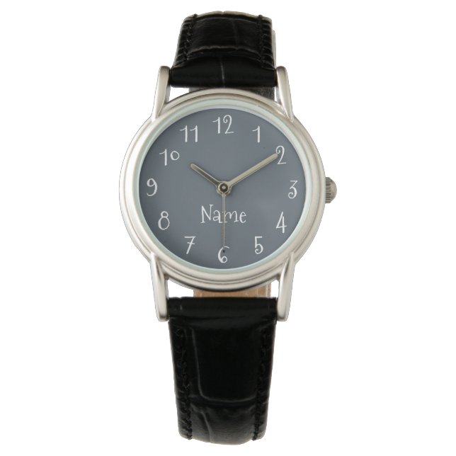 Leigrijs en witte cijfers horloge (Voorkant)