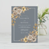 Leigrijs gedempte herfstbruiloft kaart (Staand voorkant)