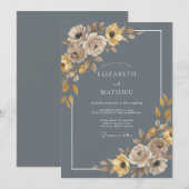 Leigrijs gedempte herfstbruiloft kaart (Voorkant / Achterkant)
