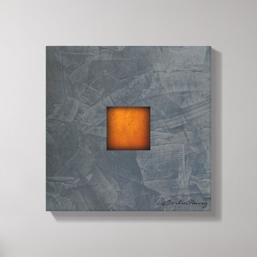 Leigrijs & Goud Modern Kunst op Canvas — Stucwerk Afdruk (Voorkant)