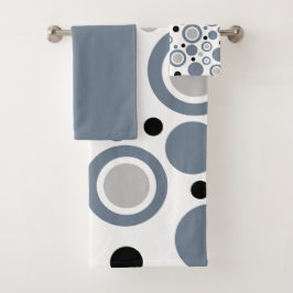 Leigrijs Zilver Wit Zwart Geometrisch Bad Handdoek