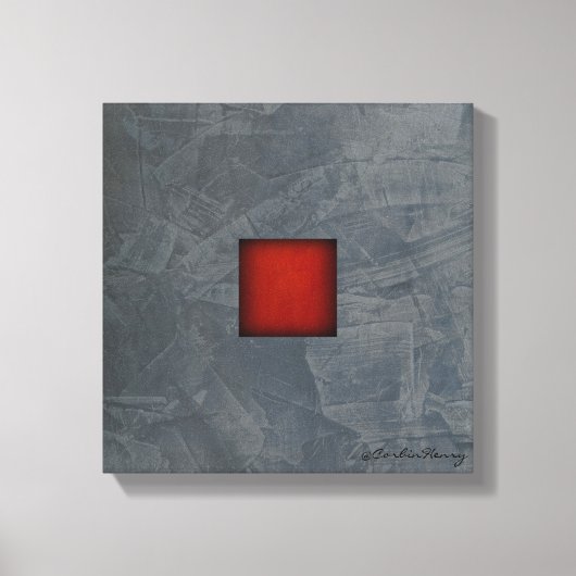 Leigrijze dramatische rode moderne kunst canvas afdruk (Voorkant)
