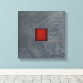 Leigrijze dramatische rode moderne kunst canvas afdruk (Insitu (Houten vloer))