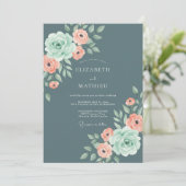 Leigrijze Elegante Rozen Bruiloft Kaart (Staand voorkant)