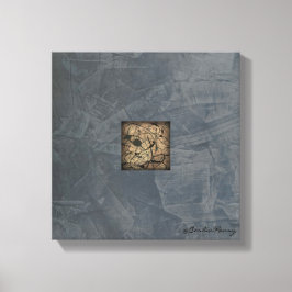 Leigrijze moderne kunst in Pollock-stijl Canvas Afdruk