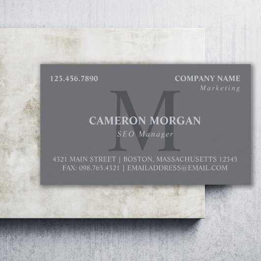 Leigrijze Monogram Professionele Visitekaartje