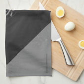 Leigrijze Monogram Theedoek (Quarter Fold)