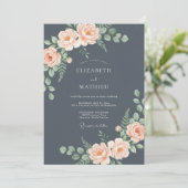 Leigrijze Romantische Rozen Bruiloft Kaart (Staand voorkant)