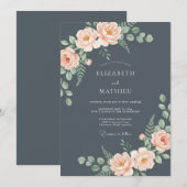 Leigrijze Romantische Rozen Bruiloft Kaart (Voorkant / Achterkant)