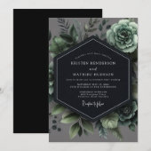 Leigroene botanische romantische bruiloft kaart (Voorkant / Achterkant)