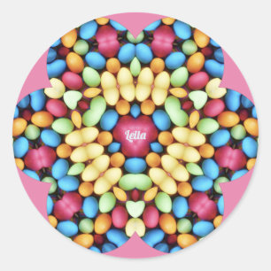 LEILA ~ PAASEIEREN VEELKLEURIG ~ RONDE STICKER