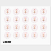 Leilani | Aangepaste Roze Teddybeer Nursery Design Ronde Sticker (Vel)