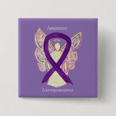 Leiomyosarcomen Paarse bewustwording Ribbon Angel  Vierkante Button 5,1 Cm (Voorkant)