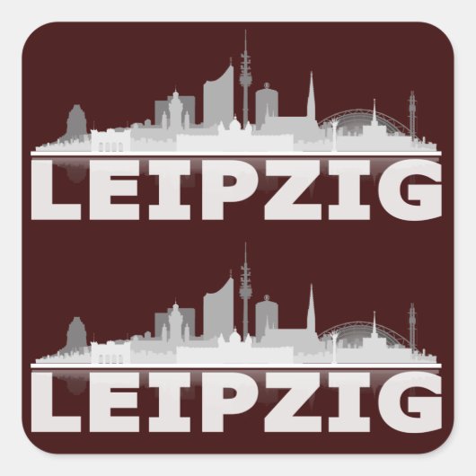 Leipzig City Skyline Aufkleber Vierkante Sticker (Voorkant)