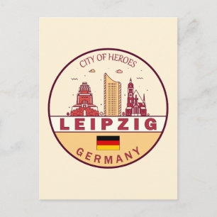 Leipzig Duitsland City Skyline Emblem Briefkaart