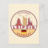 Leipzig Duitsland City Skyline Emblem Briefkaart (Voorkant)