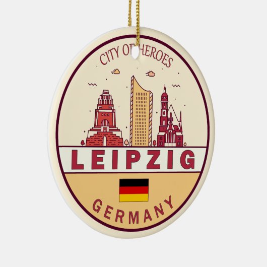 Leipzig Duitsland City Skyline Emblem Keramisch Ornament (Rechts)