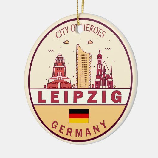 Leipzig Duitsland City Skyline Emblem Keramisch Ornament (Links)
