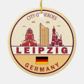 Leipzig Duitsland City Skyline Emblem Keramisch Ornament (Achterkant)