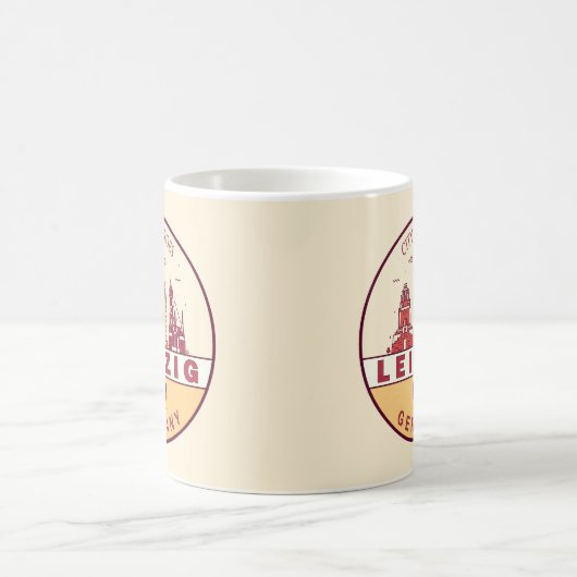 Leipzig Duitsland City Skyline Emblem Koffiemok (Center)