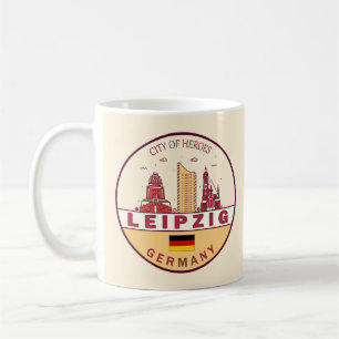 Leipzig Duitsland City Skyline Emblem Koffiemok