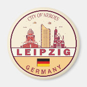 Leipzig Duitsland City Skyline Emblem Magneet (Voorkant)