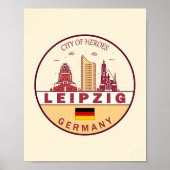 Leipzig Duitsland City Skyline Emblem Poster (Voorkant)