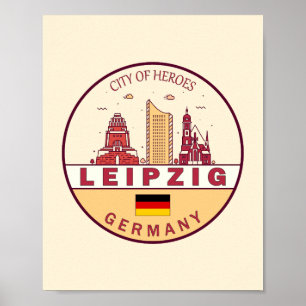 Leipzig Duitsland City Skyline Emblem Poster