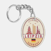 Leipzig Duitsland City Skyline Emblem Sleutelhanger (Voorkant Links)