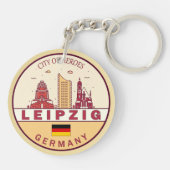 Leipzig Duitsland City Skyline Emblem Sleutelhanger (Achterkant)