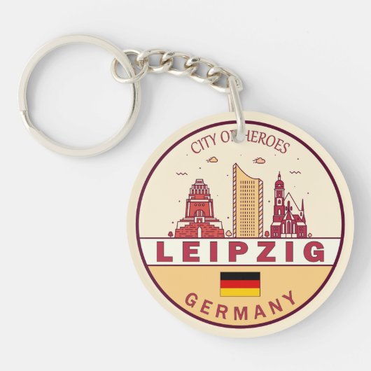 Leipzig Duitsland City Skyline Emblem Sleutelhanger (Voorkant)