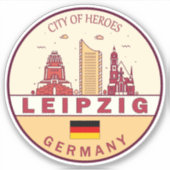 Leipzig Duitsland City Skyline Emblem Sticker (Voorkant)