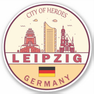 Leipzig Duitsland City Skyline Emblem Sticker