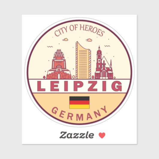 Leipzig Duitsland City Skyline Emblem Sticker (Vel)