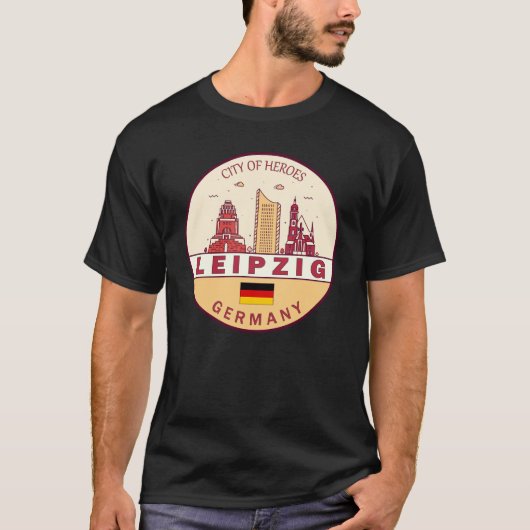 Leipzig Duitsland City Skyline Emblem T-shirt (Voorkant)