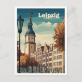 Leipzig Duitsland Kunst Vintage Reizen Illustratie Briefkaart (Voorkant)