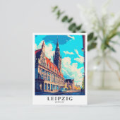 Leipzig Duitsland Kunst Vintage Reizen Illustratie Briefkaart (Staand voorkant)