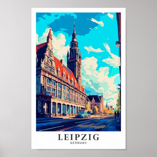 Leipzig Duitsland Kunst Vintage Reizen Illustratie Poster (Voorkant)