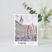Leipzig Duitsland Reizen Waterverf Hand getekend Briefkaart (Staand voorkant)