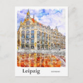 Leipzig Duitsland Reizen Waterverf Hand getekend Briefkaart (Voorkant)