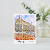 Leipzig Duitsland Reizen Waterverf Hand getekend Briefkaart (Staand voorkant)