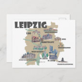Leipzig Duitsland - Retrokaart met aantrekkingen Briefkaart (Voorkant / Achterkant)