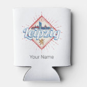 Leipzig Duitsland Saksen Retro Skyline Vintage Blikjeskoeler (Achterkant)