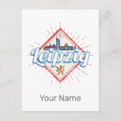 Leipzig Duitsland Saksen Retro Skyline Vintage Feestdagenkaart (Voorkant)