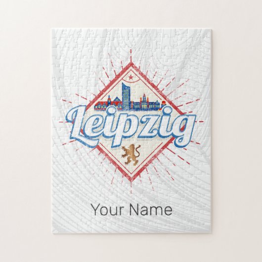 Leipzig Duitsland Saksen Retro Skyline Vintage Legpuzzel (Verticaal)