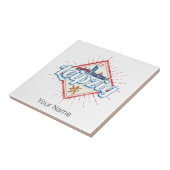 Leipzig Duitsland Saksen Retro Skyline Vintage Tegeltje (Zijkant)