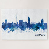 Leipzig Duitsland Skyline Blue Legpuzzel (Horizontaal)