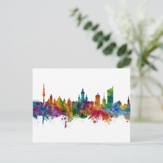Leipzig Duitsland Skyline Briefkaart (Staand voorkant)