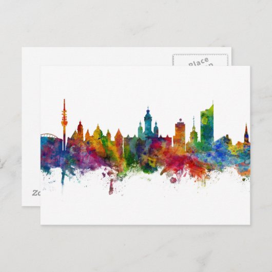 Leipzig Duitsland Skyline Briefkaart (Voorkant / Achterkant)