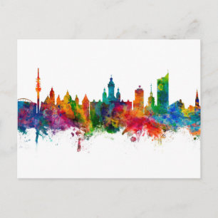Leipzig Duitsland Skyline Briefkaart